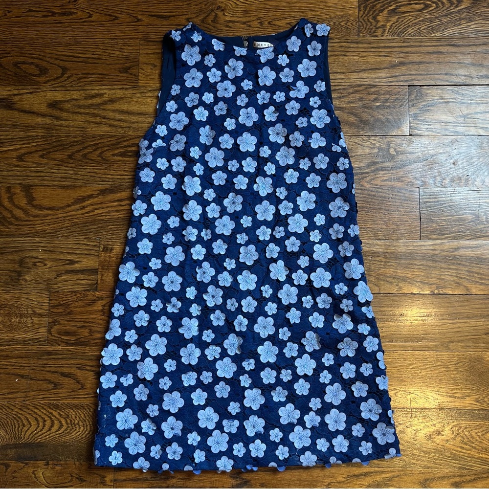 Alice + Olivia Blue Flower Mini Dress